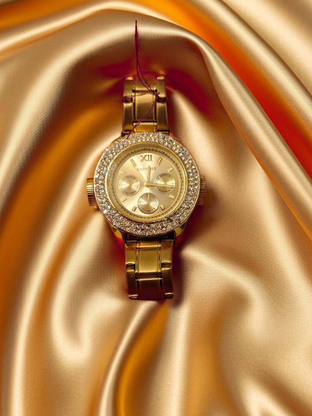Express Gold Crystal-Accent Women's Watch
